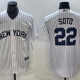 Men's New York Yankees #22 Juan Soto White Cool Base Stitched Baseball Jersey