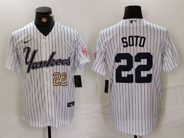 Men's New York Yankees #22 Juan Soto White Cool Base Stitched Baseball Jerseys