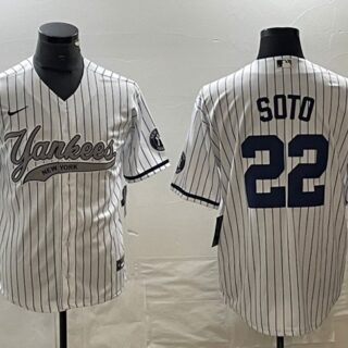 Men's New York Yankees #22 Juan Soto White Cool Base Stitched Baseball Jersey