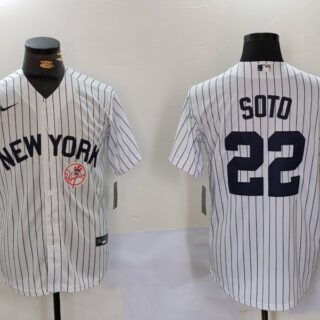 Men's New York Yankees #22 Juan Soto White Cool Base Stitched Baseball Jerseys