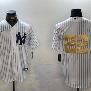 Men's New York Yankees #22 Juan Soto White Gold Cool Base Stitched Baseball Jersey