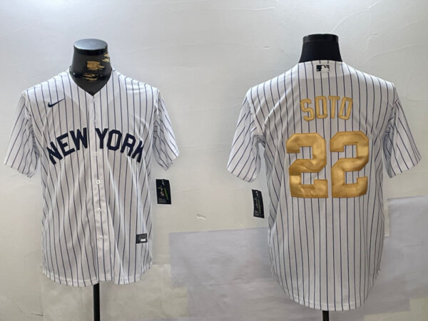 Men's New York Yankees #22 Juan Soto White Pinstripe Fashion Cool Base Jerseys