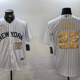 Men's New York Yankees #22 Juan Soto White Pinstripe Fashion Cool Base Jerseys