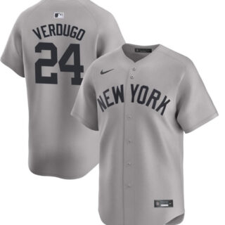 Men's New York Yankees #24 Alex Verdugo Gray 2024 Away Limited Cool Base Stitched Baseball Jersey