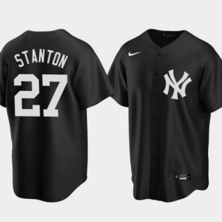 Men's New York Yankees #27 Giancarlo Stanton Black Cool Base Stitched Jersey
