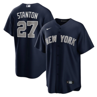 Men's New York Yankees #27 Giancarlo Stanton Navy Cool Base Stitched Baseball Jersey