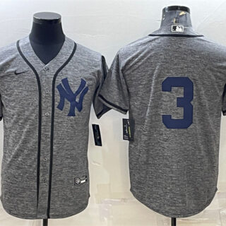 Men's New York Yankees #3 Babe Ruth Grey Stitched Jersey
