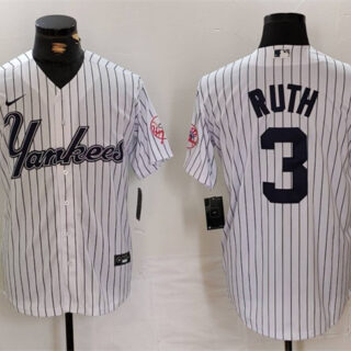 Men's New York Yankees #3 Babe Ruth White Cool Base Stitched Baseball Jersey