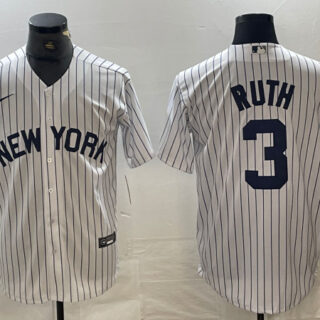 Men's New York Yankees #3 Babe Ruth White Cool Base Stitched Baseball Jersey
