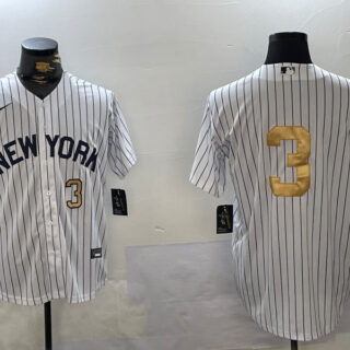 Men's New York Yankees #3 Babe Ruth White Pinstripe Without Name Fashion Cool Base Jerseys