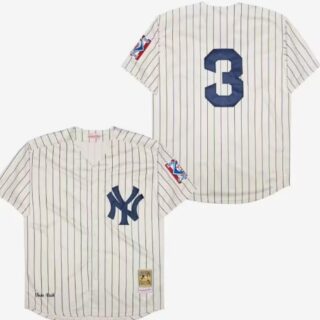 Men's New York Yankees #3 Babe Ruth White Throwback Stitched Baseball Jersey