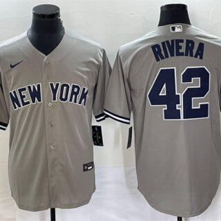Men's New York Yankees #42 Mariano Rivera Gray Cool Base Stitched Baseball Jersey