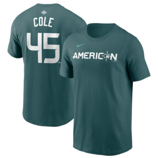 Men's New York Yankees #45 Gerrit Cole Teal 2023 All-Star Name & Number T-Shirt