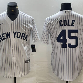 Men's New York Yankees #45 Gerrit Cole White Cool Base Stitched Baseball Jersey