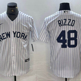 Men's New York Yankees #48 Anthony Rizzo White Cool Base Stitched Baseball Jersey