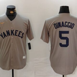 Men's New York Yankees #5 Joe DiMaggio Grey Cool Base Stitched Baseball Jersey
