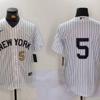 Men's New York Yankees #5 Joe DiMaggio White Cool Base Stitched Baseball Jersey