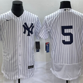 Men's New York Yankees #5 Joe DiMaggio White Flex Base Stitched Baseball Jersey