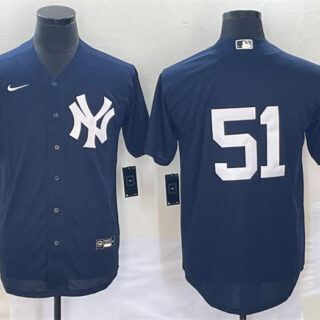 Men's New York Yankees #51 Bernie Williams Navy Cool Base Stitched Baseball Jersey