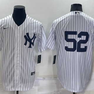 Men's New York Yankees #52 C.C. Sabathia White Cool Base Stitched Jersey