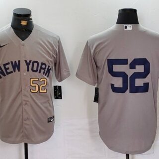 Men's New York Yankees #52 CC Sabathia Grey Cool Base Stitched Baseball Jerseys