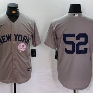 Men's New York Yankees #52 CC Sabathia Grey Cool Base Stitched Baseball Jerseys