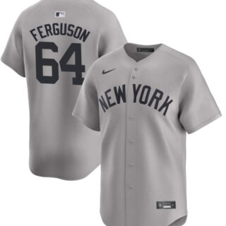 Men's New York Yankees #64 Caleb Ferguson Gray 2024 Away Limited Cool Base Stitched Baseball Jersey