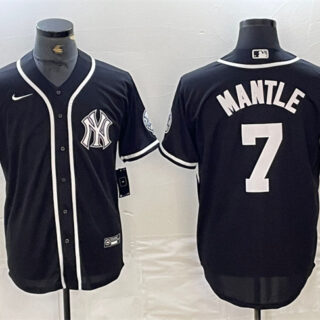 Men's New York Yankees #7 Mickey Mantle Black Cool Base Stitched Baseball Jersey