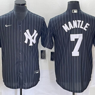 Men's New York Yankees #7 Mickey Mantle Black Cool Base Stitched Baseball Jersey