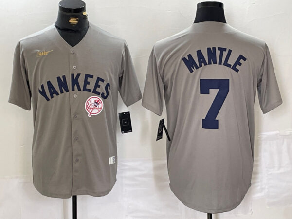 Men's New York Yankees #7 Mickey Mantle Grey Cool Base Stitched Baseball Jerseys