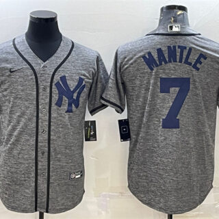 Men's New York Yankees #7 Mickey Mantle Grey Cool Base Stitched Jersey