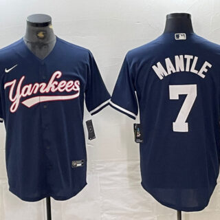 Men's New York Yankees #7 Mickey Mantle Navy Cool Base Stitched Baseball Jersey