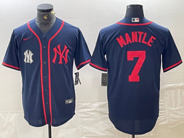 Men's New York Yankees #7 Mickey Mantle Navy Cool Base Stitched Baseball Jersey