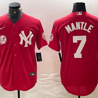 Men's New York Yankees #7 Mickey Mantle Red Cool Base Stitched Baseball Jersey