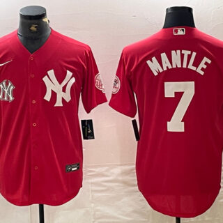 Men's New York Yankees #7 Mickey Mantle Red Cool Base Stitched Baseball Jersey