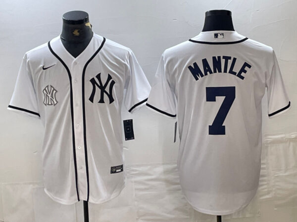 Men's New York Yankees #7 Mickey Mantle White Cool Base Stitched Baseball Jersey
