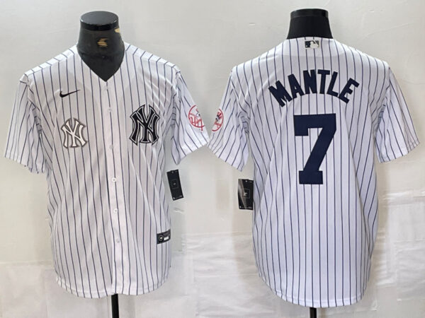 Men's New York Yankees #7 Mickey Mantle White Cool Base Stitched Baseball Jersey