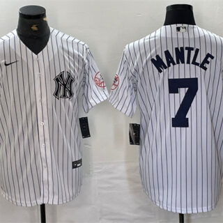 Men's New York Yankees #7 Mickey Mantle White Cool Base Stitched Baseball Jersey