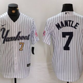 Men's New York Yankees #7 Mickey Mantle White Cool Base Stitched Baseball Jerseys
