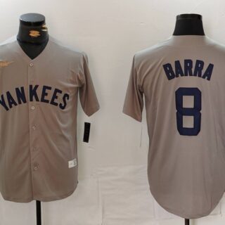 Men's New York Yankees #8 Barra Grey Cool Base Stitched Baseball Jersey