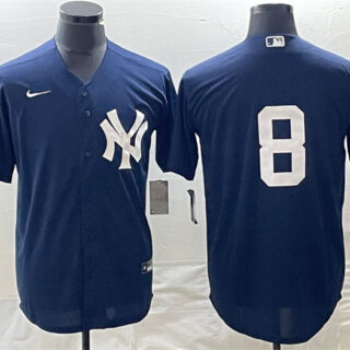 Men's New York Yankees #8 Yogi Berra Navy Cool Base Stitched Baseball Jersey