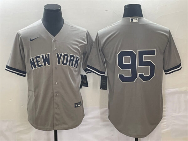 Men's New York Yankees #95 Oswaldo Cabrera Gray Cool Base Stitched Jersey