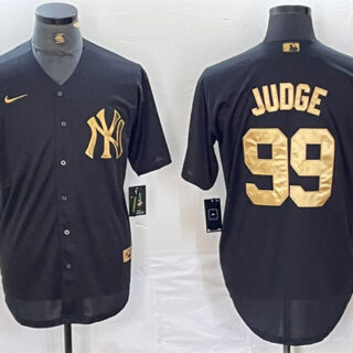 Men's New York Yankees #99 Aaron Judge Black Cool Base Stitched Baseball Jersey
