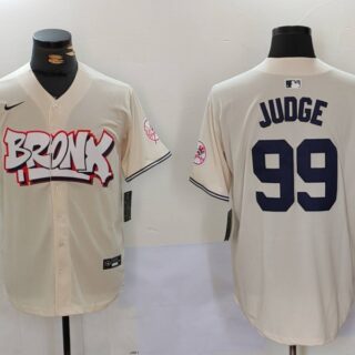 Men's New York Yankees #99 Aaron Judge Cream The Bronx Graffiti V2 Vapor Limited Stitched Baseball Jersey