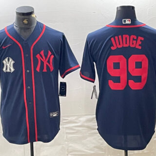 Men's New York Yankees #99 Aaron Judge Navy Cool Base Stitched Baseball Jersey