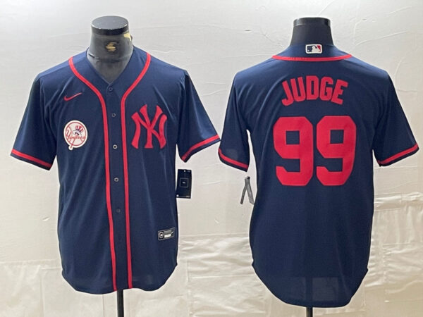 Men's New York Yankees #99 Aaron Judge Navy Cool Base Stitched Baseball Jersey
