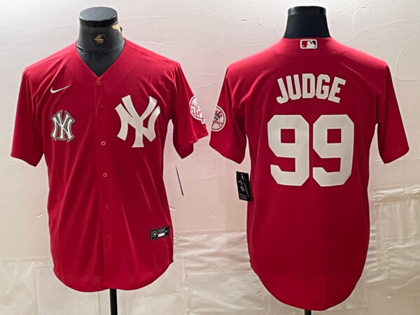 Men's New York Yankees #99 Aaron Judge Red Cool Base Stitched Baseball Jersey