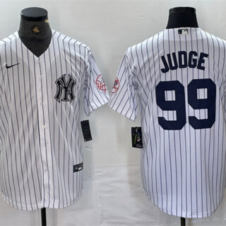 Men's New York Yankees #99 Aaron Judge White Cool Base Stitched Baseball Jersey 1