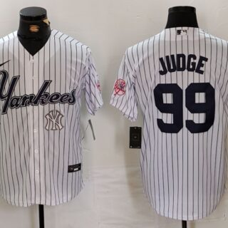 Men's New York Yankees #99 Aaron Judge White Cool Base Stitched Baseball Jerseys