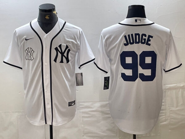 Men's New York Yankees #99 Aaron Judge White Cool Base Stitched Baseball Jersey